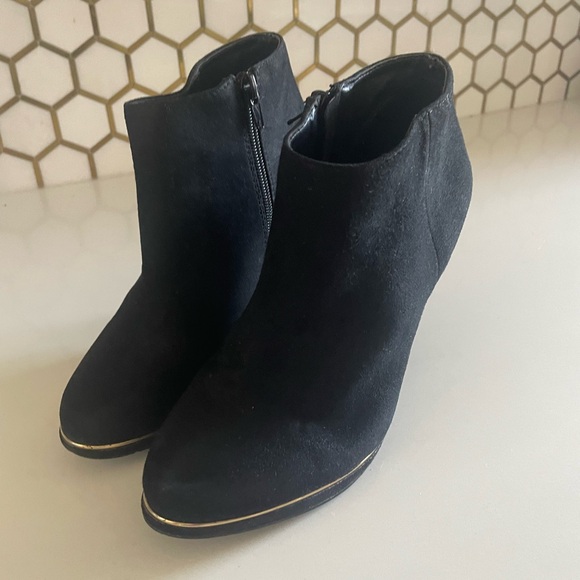 Ankle Faux Suede Stiletto Heel Zipper Boots Size 7.5 Goth Romantic Goth Grunge - Picture 2 of 13